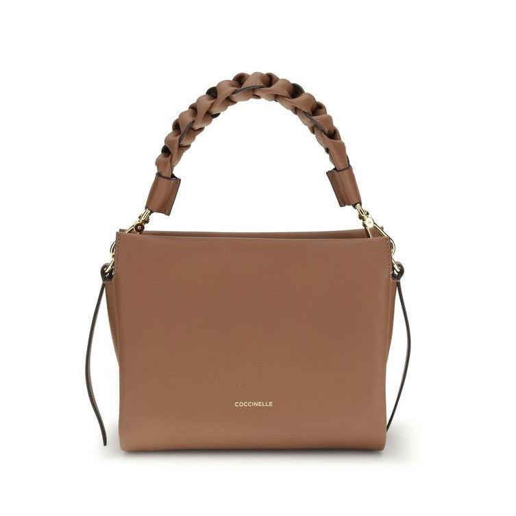 Sac à main Bos Taurus en cuir de veau beige Coccinelle