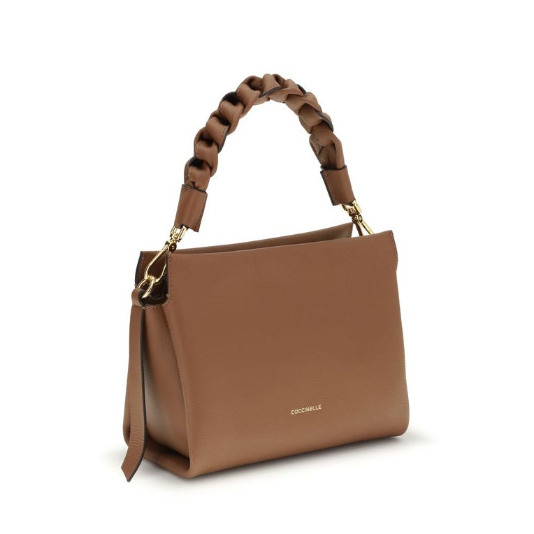 Sac à main Bos Taurus en cuir de veau beige Coccinelle