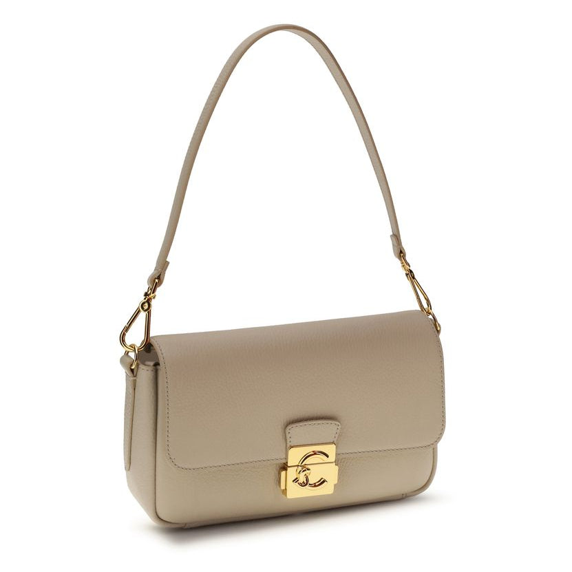 Sac bandoulière Bos Taurus en cuir de veau beige Coccinelle