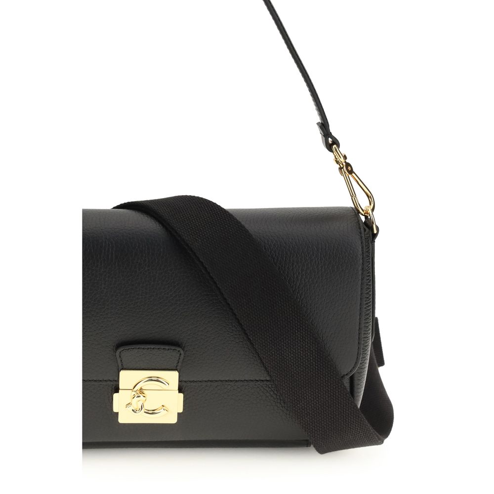 Sac bandoulière Bos Taurus en cuir de veau noir Coccinelle
