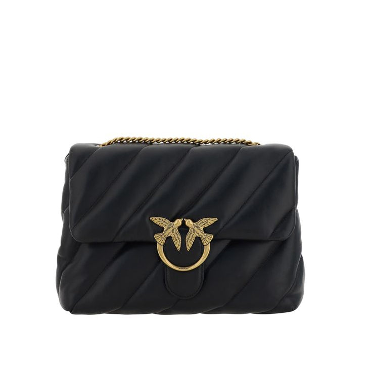 Sac bandoulière Bos Taurus en cuir de veau noir Pinko