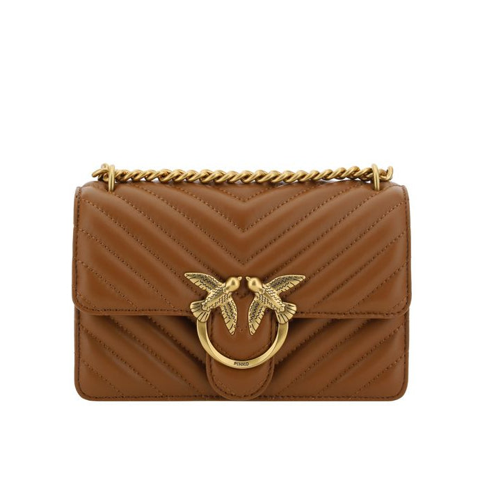 Sac bandoulière Bos Taurus en cuir de veau marron Pinko