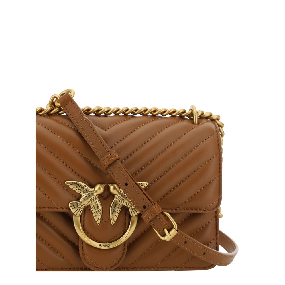 Sac bandoulière Bos Taurus en cuir de veau marron Pinko