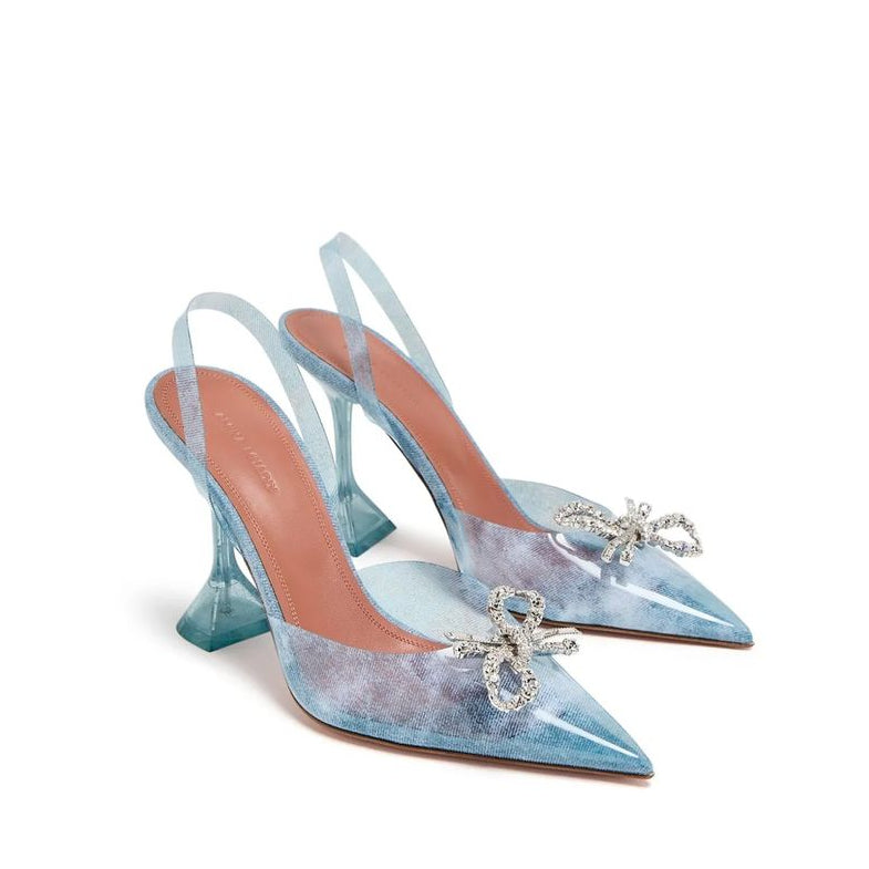 Escarpins Amina Muaddi à talons hauts en plexiglas bleu