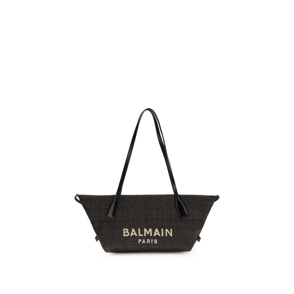 Sac bandoulière en raphia noir Balmain