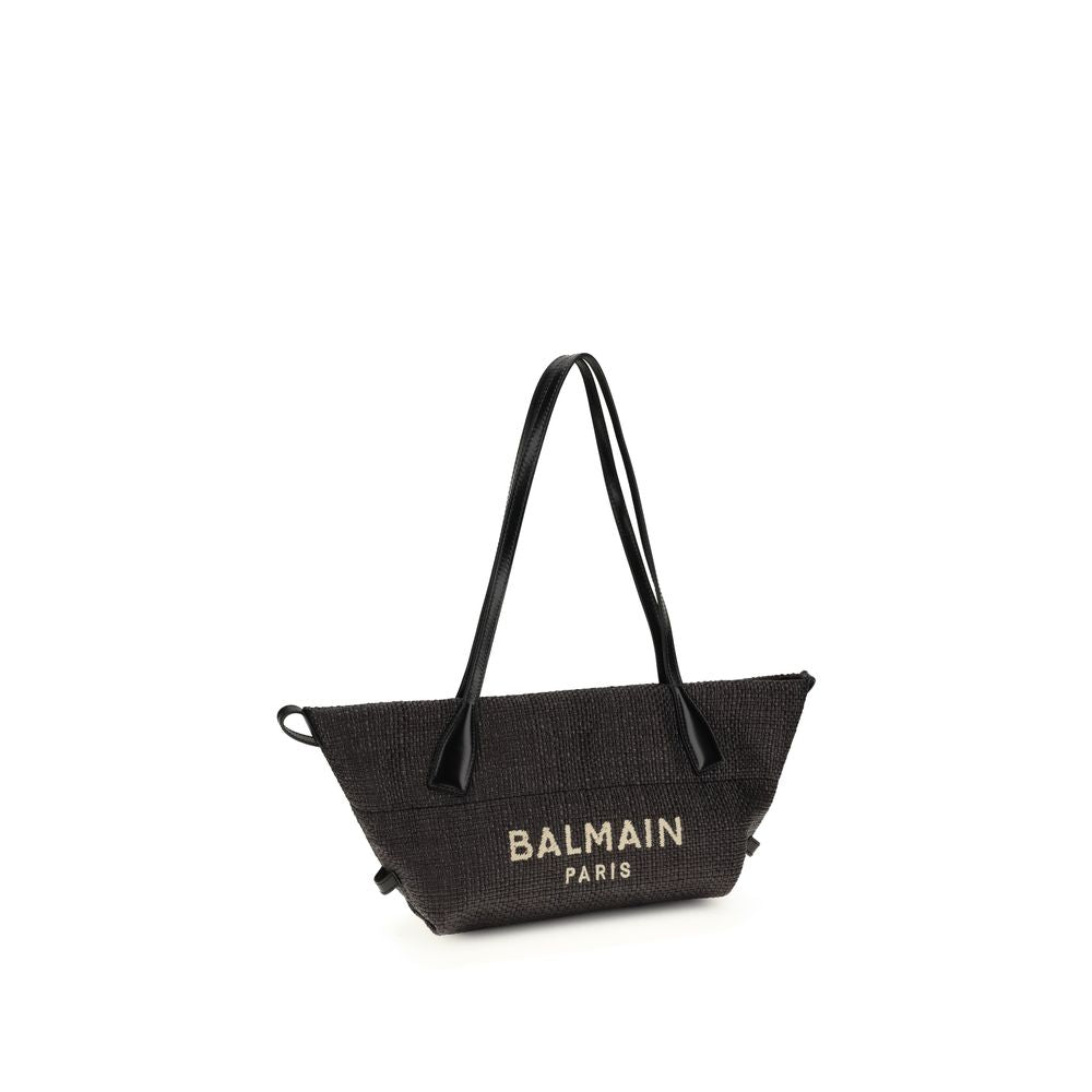 Sac bandoulière en raphia noir Balmain