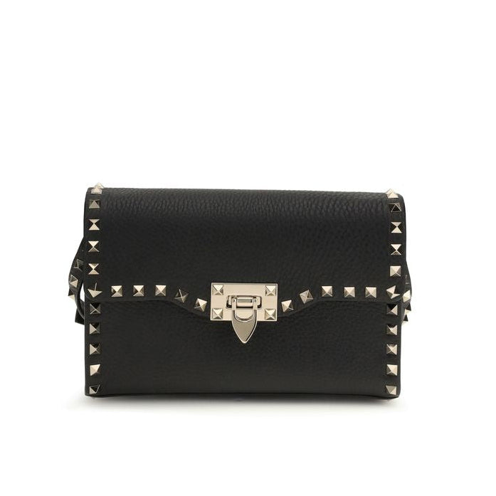 Sac bandoulière Bos Taurus en cuir de veau noir Valentino Garavani