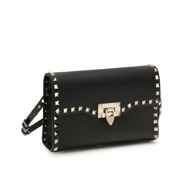 Sac bandoulière Bos Taurus en cuir de veau noir Valentino Garavani