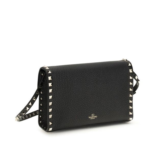 Sac bandoulière Bos Taurus en cuir de veau noir Valentino Garavani