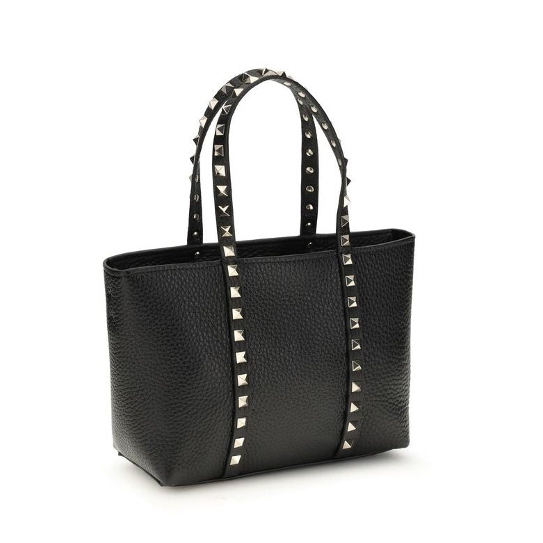 Sac à main Bos Taurus en cuir de veau noir Valentino Garavani