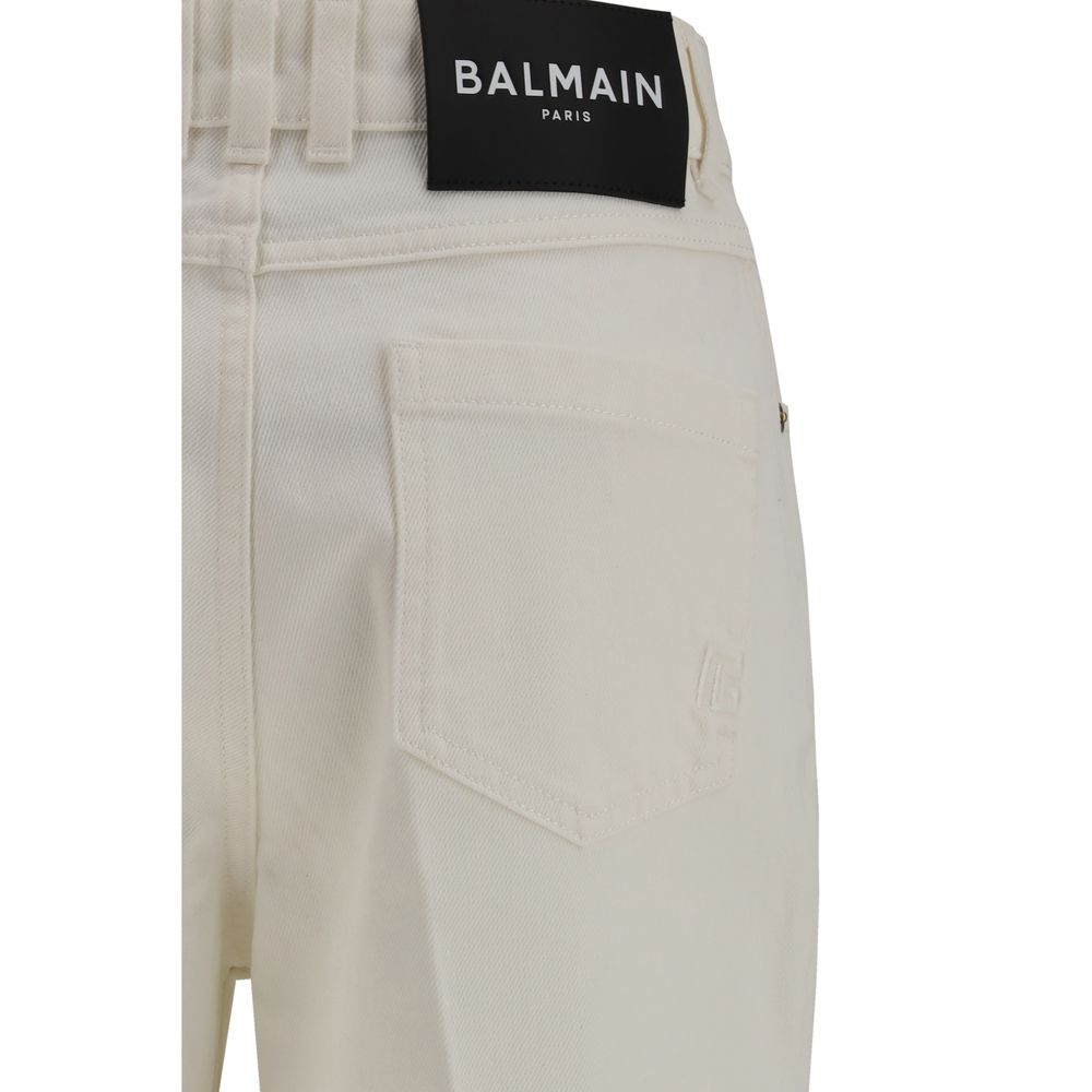 Jean blanc en coton à jambes droites Balmain