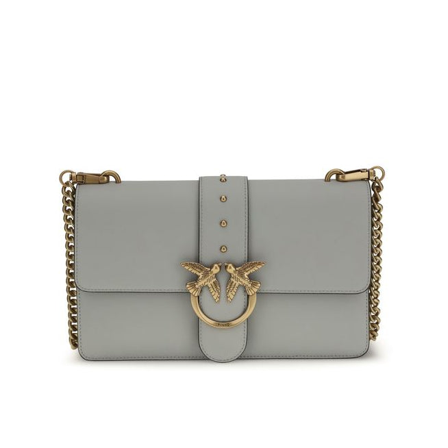 Bolso de hombro Pinko Bos Taurus de piel de becerro gris