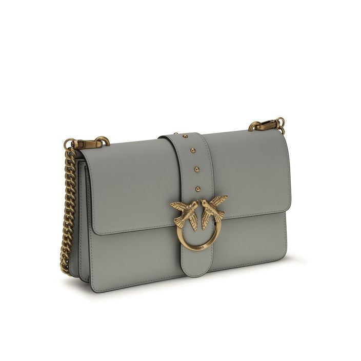 Bolso de hombro Pinko Bos Taurus de piel de becerro gris