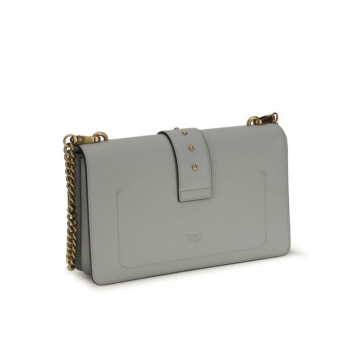 Bolso de hombro Pinko Bos Taurus de piel de becerro gris