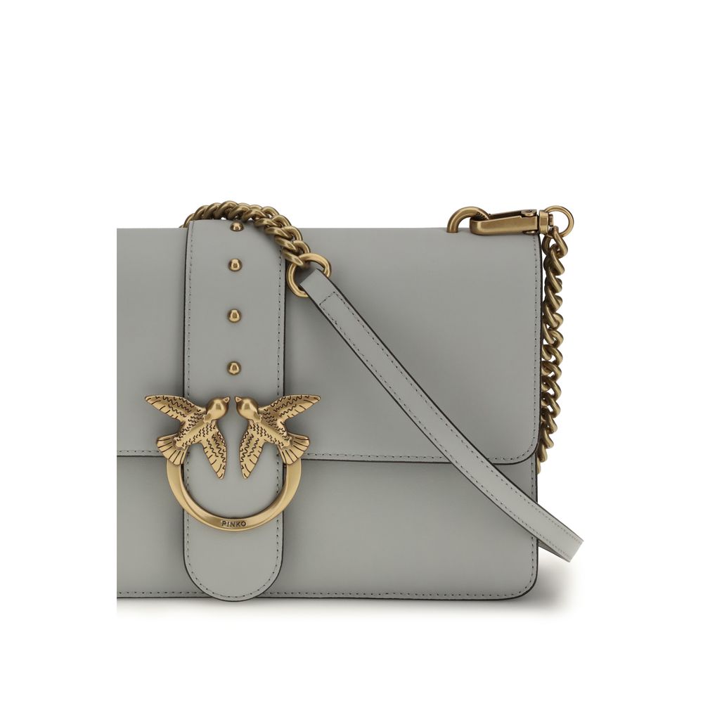 Bolso de hombro Pinko Bos Taurus de piel de becerro gris