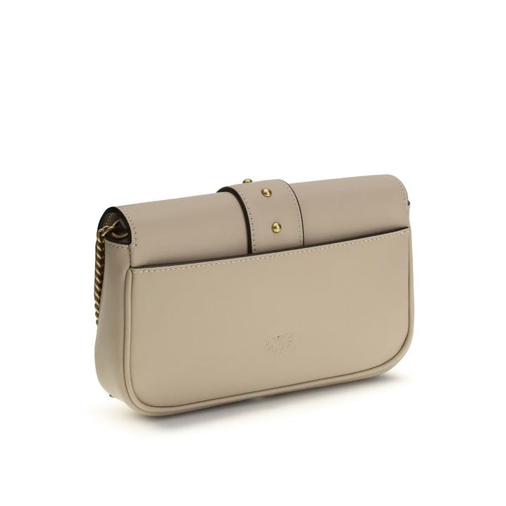 Sac bandoulière Bos Taurus en cuir de veau beige Pinko