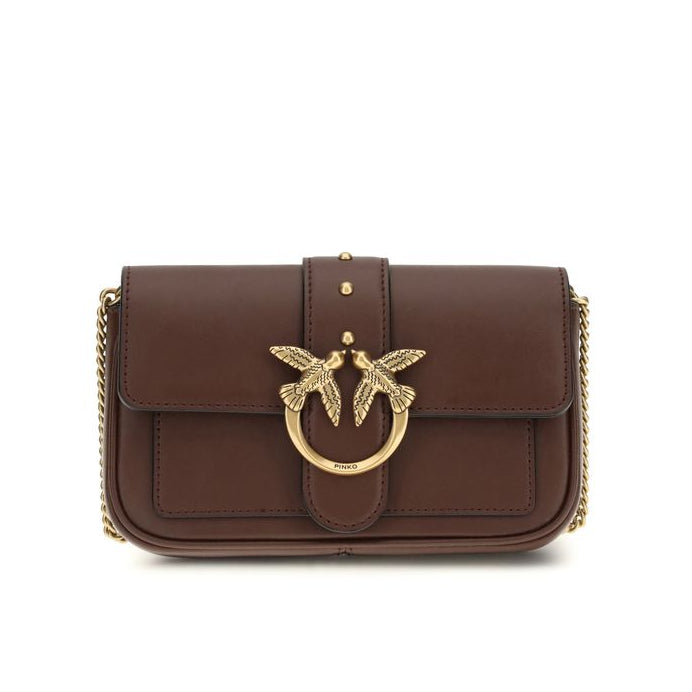 Sac bandoulière Bos Taurus en cuir de veau marron Pinko