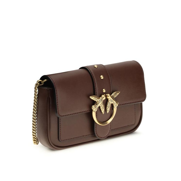 Sac bandoulière Bos Taurus en cuir de veau marron Pinko