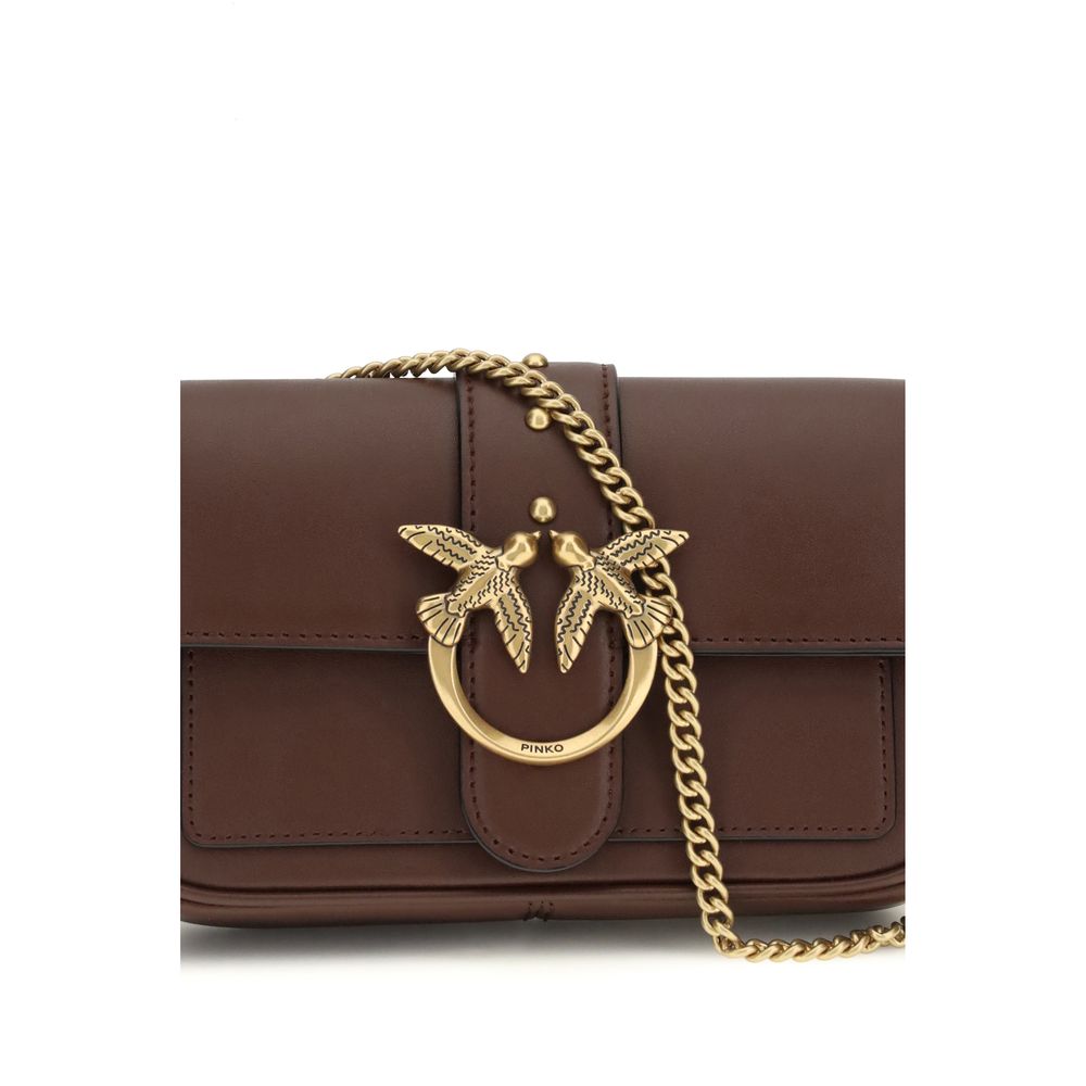 Sac bandoulière Bos Taurus en cuir de veau marron Pinko