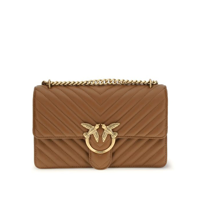 Sac bandoulière Bos Taurus en cuir de veau marron Pinko