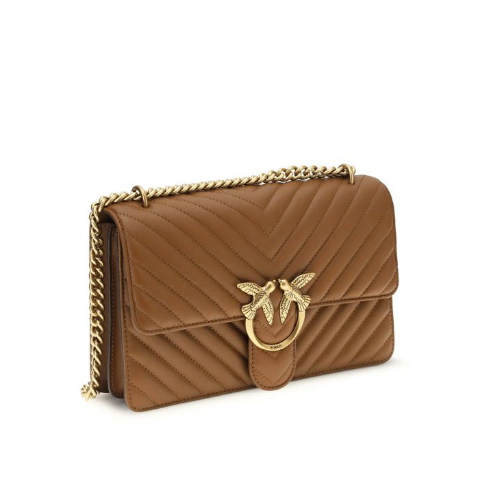 Sac bandoulière Bos Taurus en cuir de veau marron Pinko