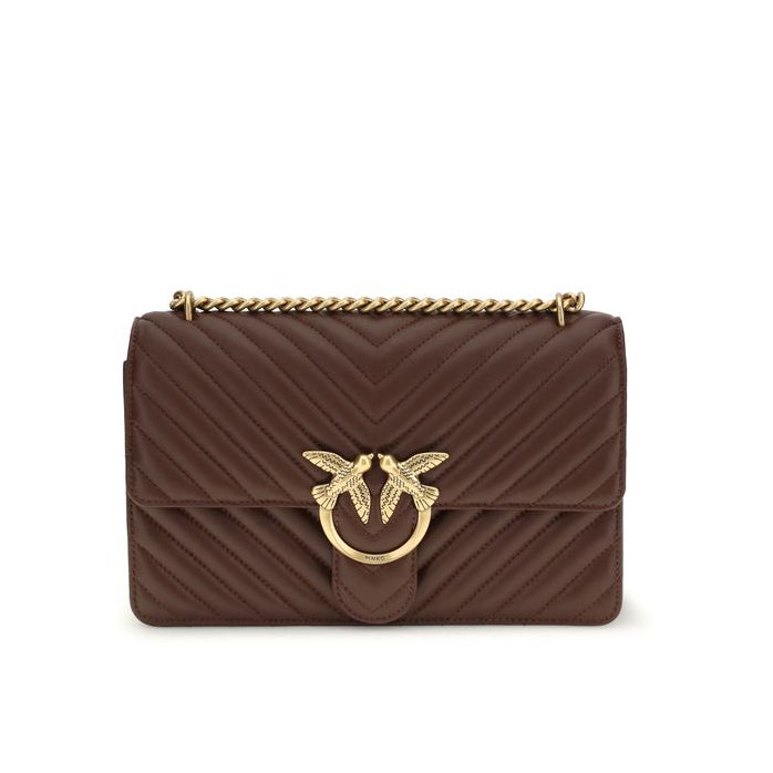 Sac bandoulière Bos Taurus en cuir de veau marron Pinko