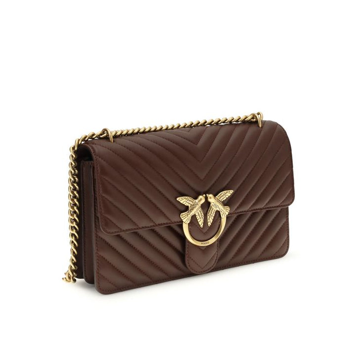Sac bandoulière Bos Taurus en cuir de veau marron Pinko
