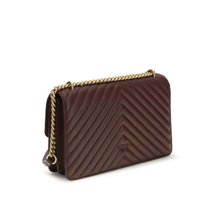 Sac bandoulière Bos Taurus en cuir de veau marron Pinko