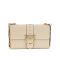 Sac bandoulière Bos Taurus en cuir de veau beige Pinko
