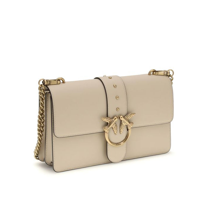 Sac bandoulière Bos Taurus en cuir de veau beige Pinko