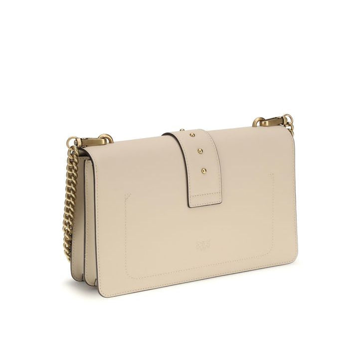 Sac bandoulière Bos Taurus en cuir de veau beige Pinko