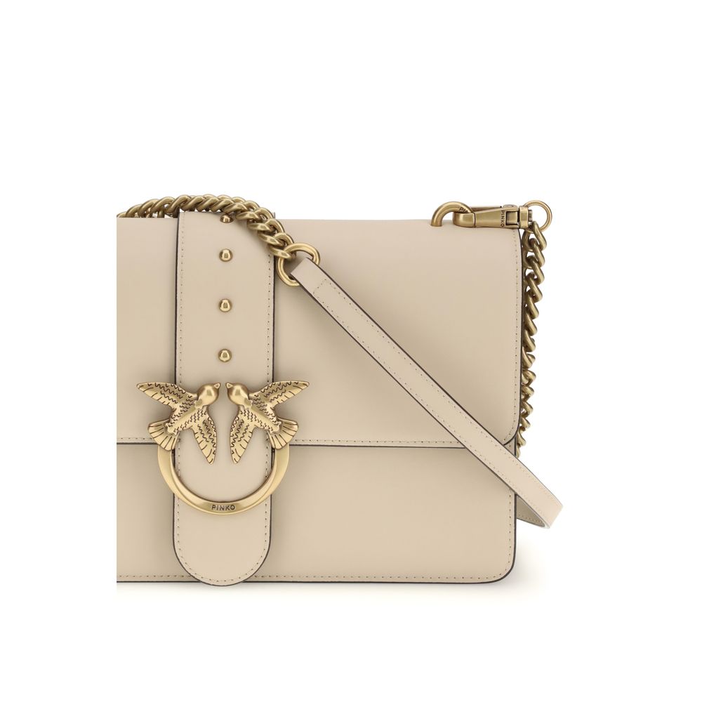 Sac bandoulière Bos Taurus en cuir de veau beige Pinko