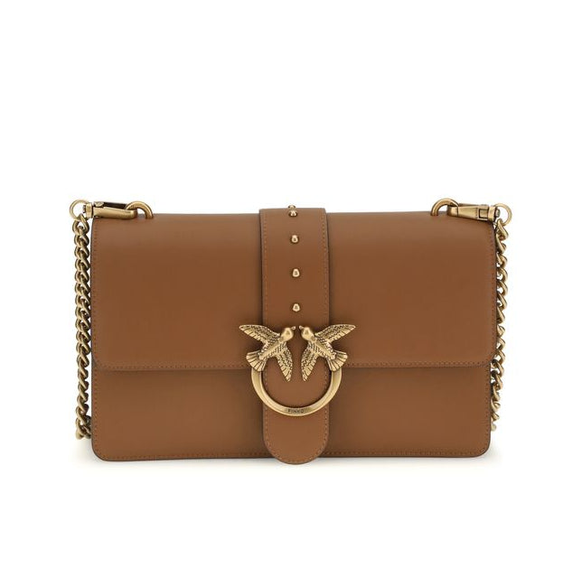 Sac bandoulière Bos Taurus en cuir de veau marron Pinko