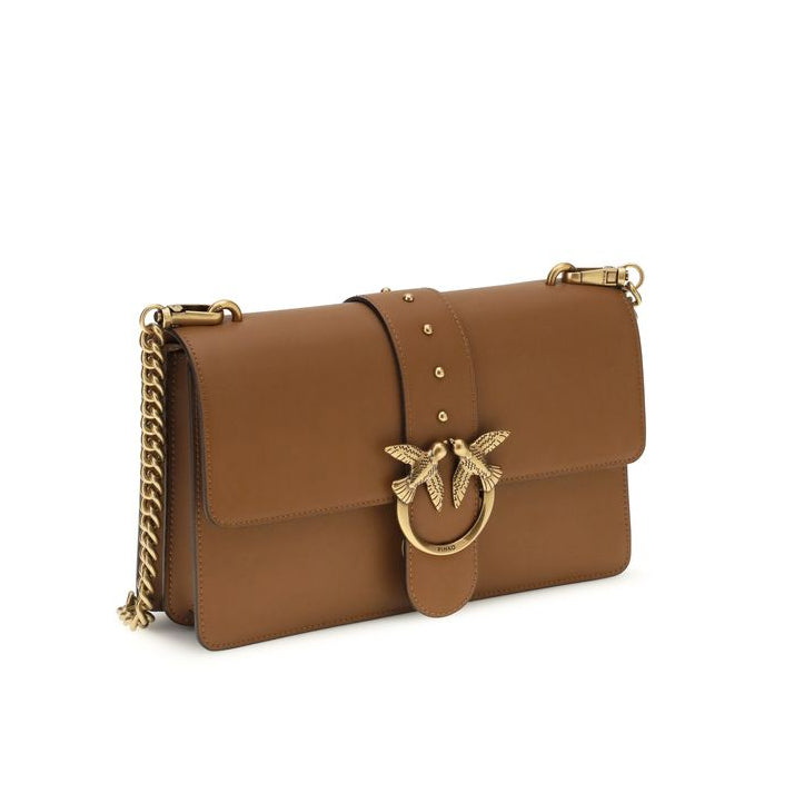 Sac bandoulière Bos Taurus en cuir de veau marron Pinko