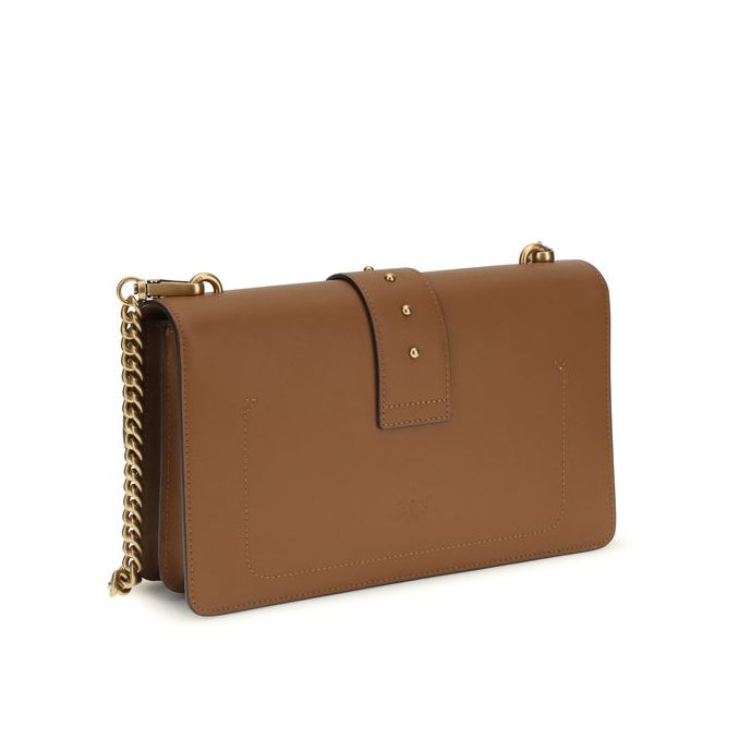 Sac bandoulière Bos Taurus en cuir de veau marron Pinko