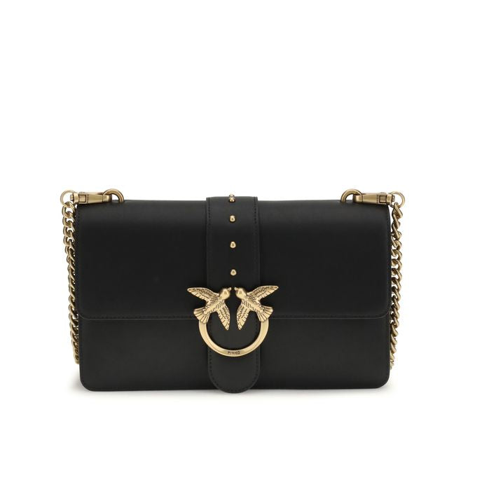 Sac bandoulière Bos Taurus en cuir de veau noir Pinko