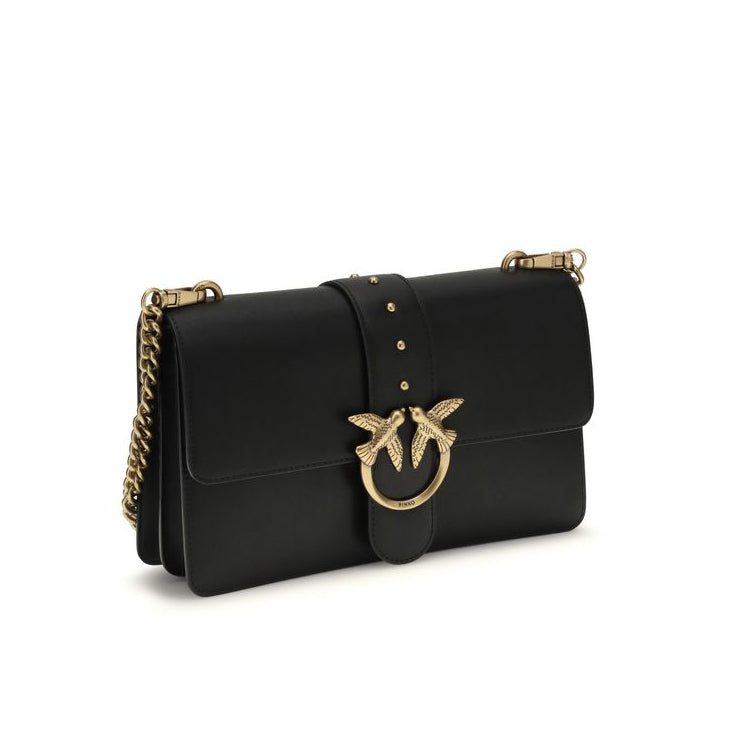 Sac bandoulière Bos Taurus en cuir de veau noir Pinko