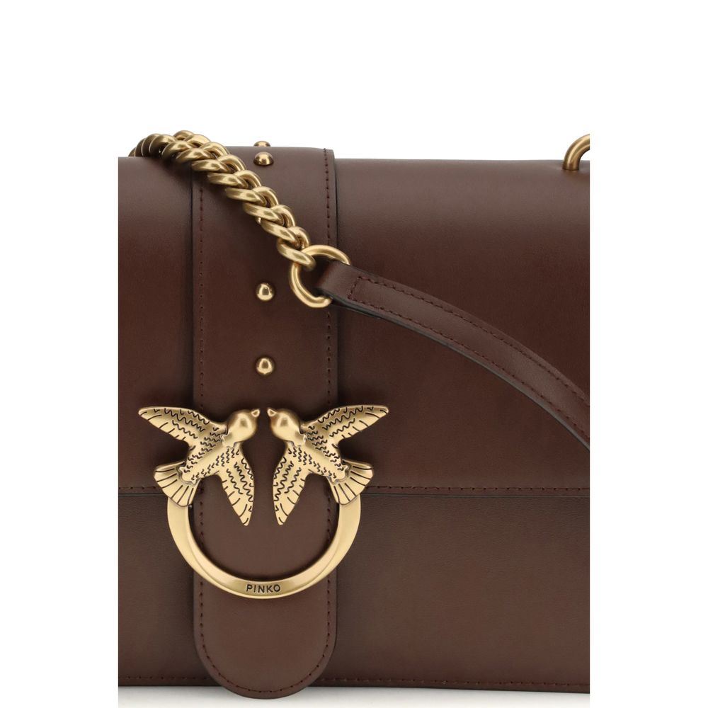 Sac bandoulière Bos Taurus en cuir de veau marron Pinko