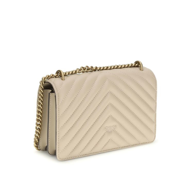 Sac bandoulière Bos Taurus en cuir de veau beige Pinko