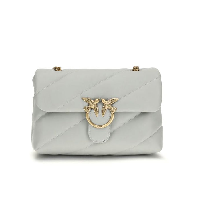Sac bandoulière Bos Taurus en cuir de veau gris Pinko