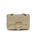 Sac bandoulière Bos Taurus en cuir de veau beige Pinko