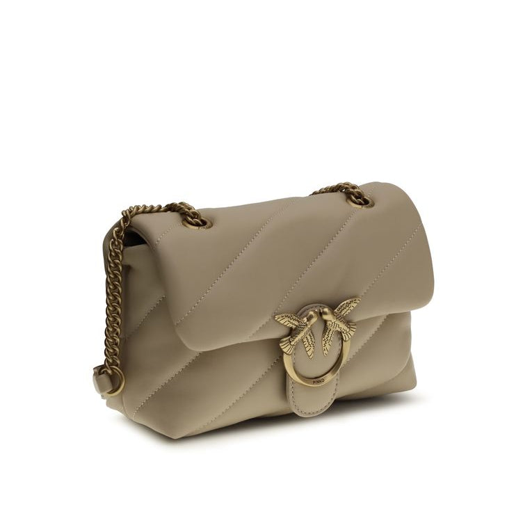 Sac bandoulière Bos Taurus en cuir de veau beige Pinko