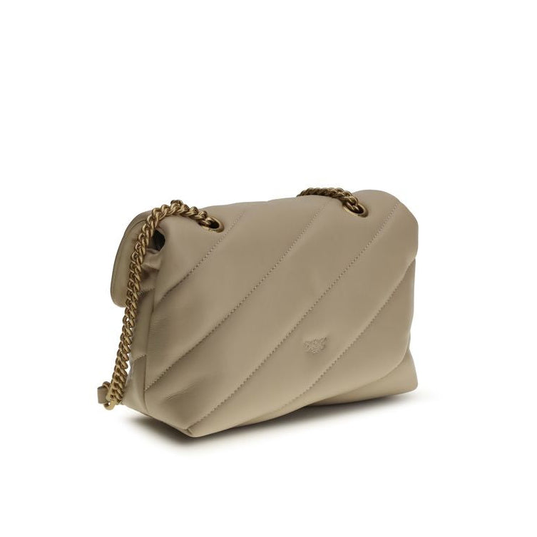 Sac bandoulière Bos Taurus en cuir de veau beige Pinko