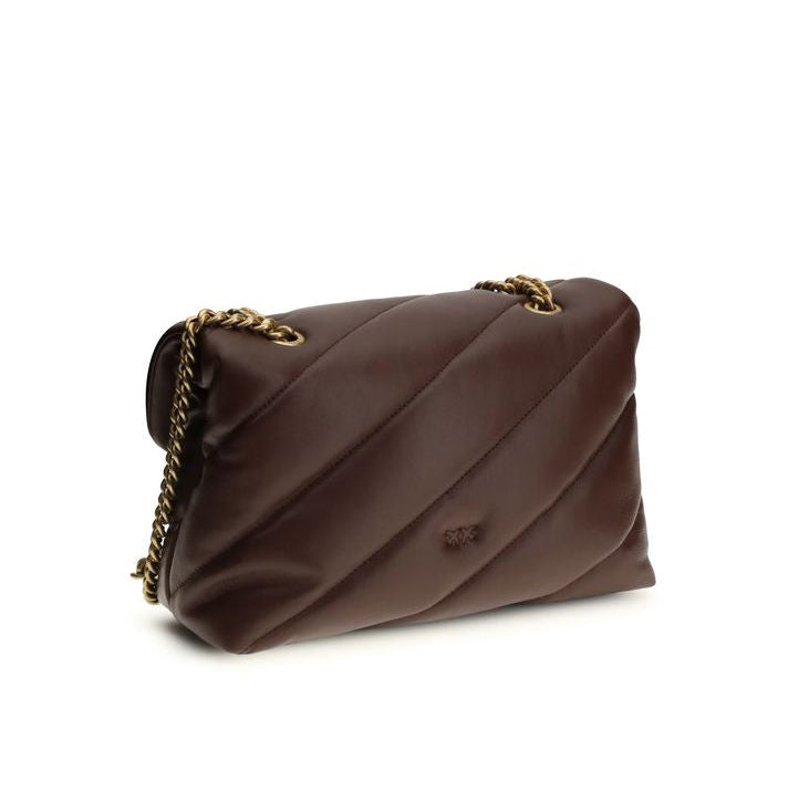 Sac bandoulière Bos Taurus en cuir de veau marron Pinko