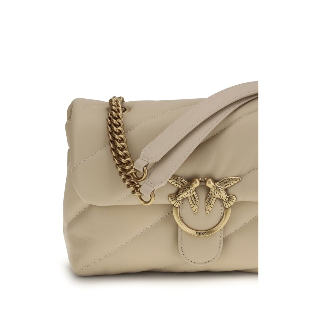 Sac bandoulière Bos Taurus en cuir de veau beige Pinko