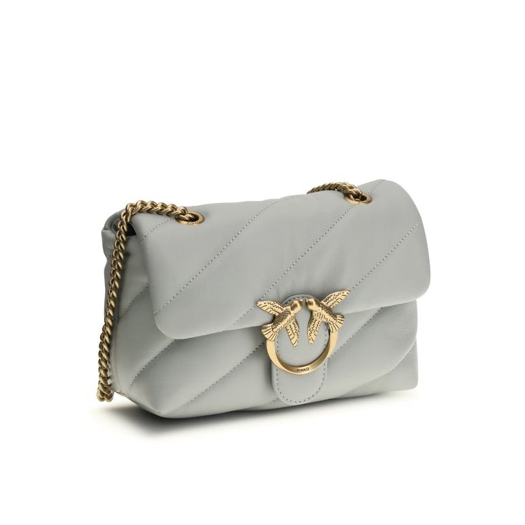 Sac bandoulière Bos Taurus en cuir de veau gris Pinko