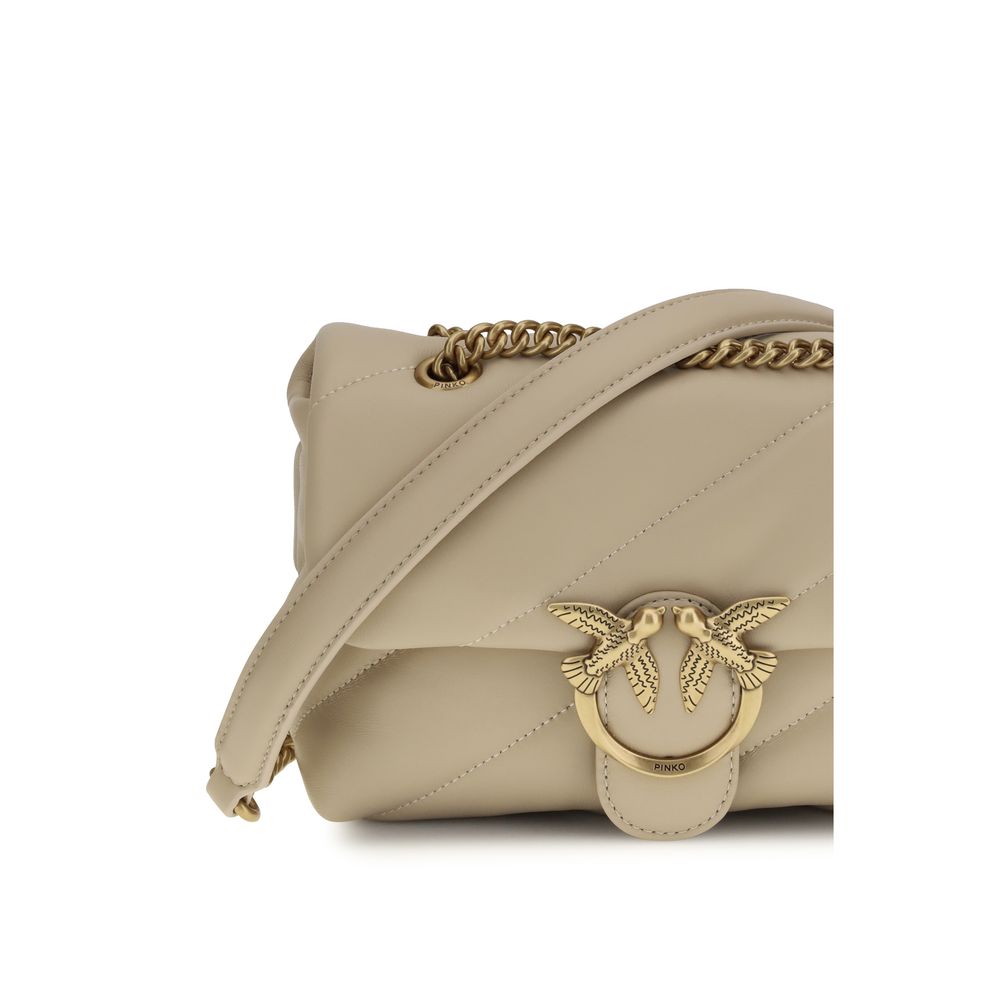 Sac bandoulière Bos Taurus en cuir de veau beige Pinko