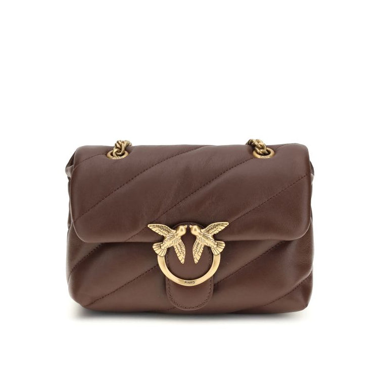 Sac bandoulière Bos Taurus en cuir de veau marron Pinko