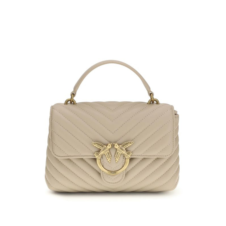 Sac à main Bos Taurus en cuir de veau beige Pinko