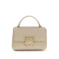 Sac à main Bos Taurus en cuir de veau beige Pinko